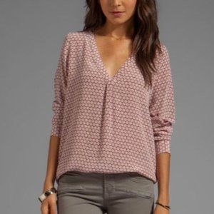 Joie Floral Tile Printed Savory Silk Daryn Blouse